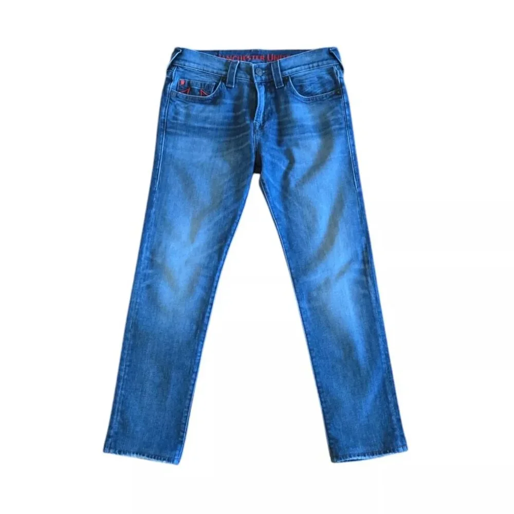 True Religion Men's Denim Manchester United Rocco SE Red Stitch Jeans Size 32